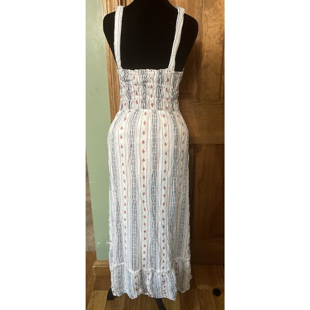 Japna Dress M Maxi Sleeveless Straps Rayon Boho White Floral Lined Granny Core - Picture 7 of 8